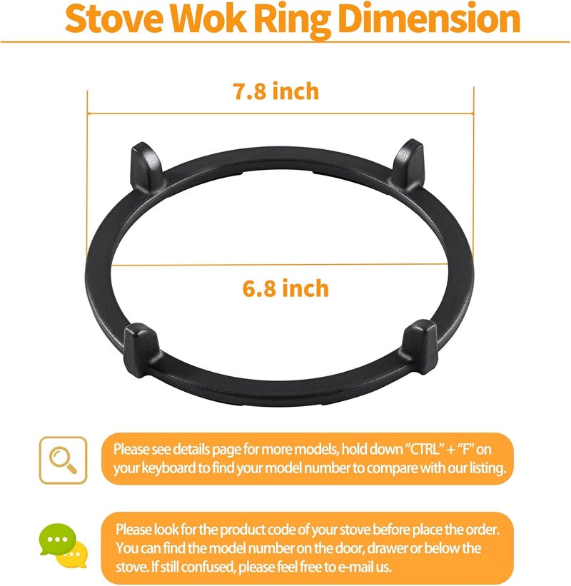 atgestore 7.8” Cast Iron Wok Ring Replacement for LG Stove Parts Gas Range Wok Support Ring LG LRE3061ST LRGL5823S Stove Top Cooktop Base Round Bottom Wok Stand Holder Rack Grate Pot Burner Ring - Image 2